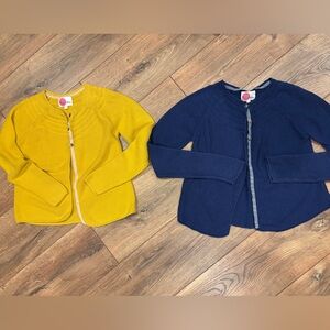Mini Boden 11/12 Yellow and Blue Cardigan Set